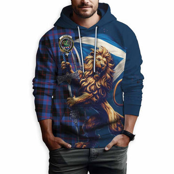 Maule Tartan Family Crest Hoodie with Scottish Majestic Lion