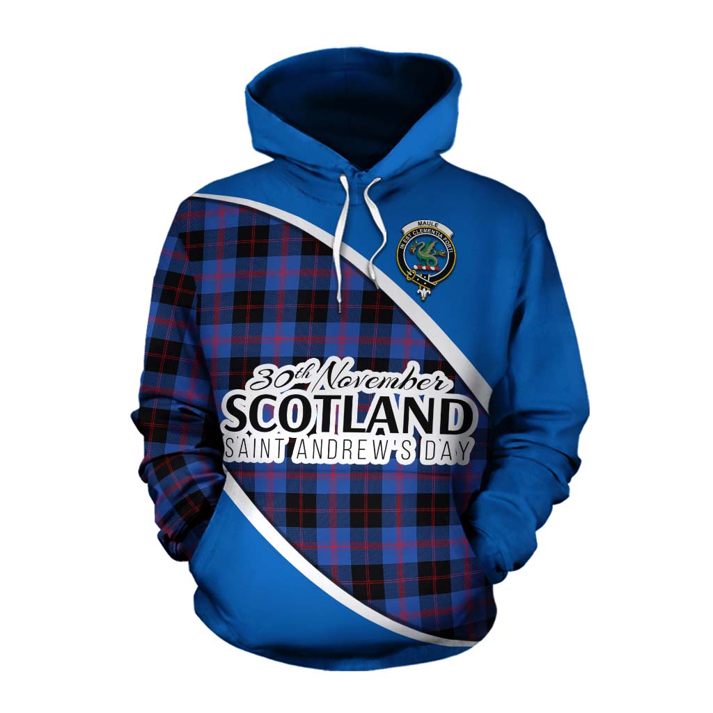 Tartan Vibes Clothing Maule Family Crest Tartan Cotton Hoodie Celebrate Saint Andrew's Day in Style