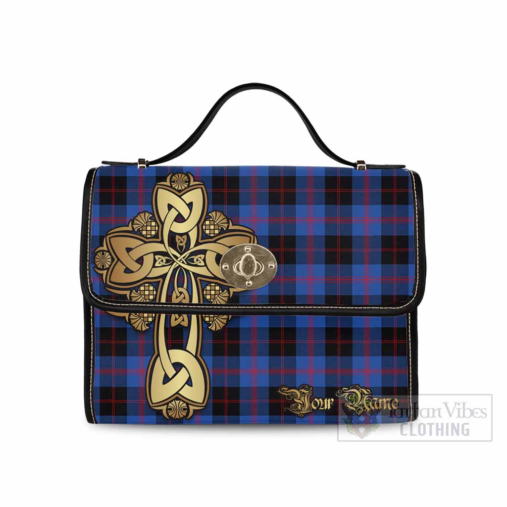 Tartan Vibes Clothing Maule Tartan Waterproof Canvas Bag Golden Thistle Celtic Cross Style