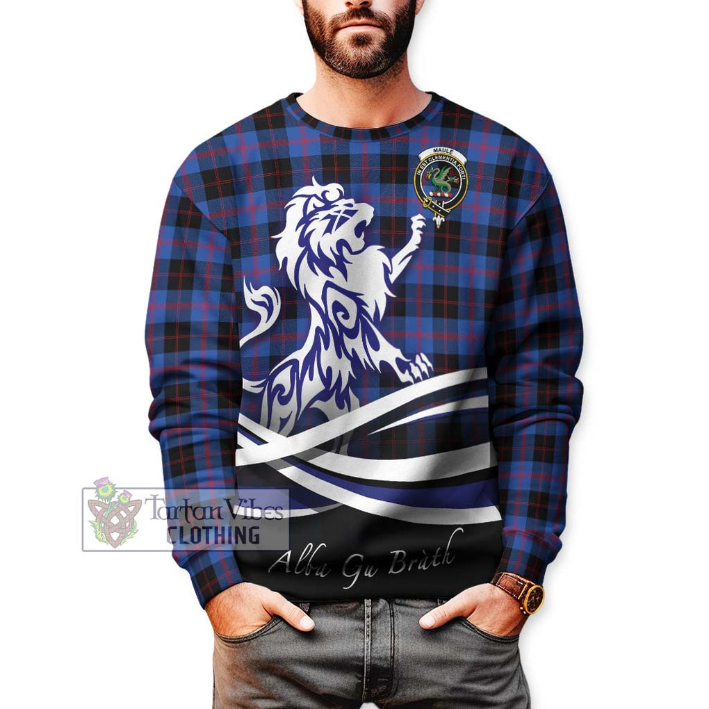 Maule Tartan Sweatshirt with Alba Gu Brath Regal Lion Emblem Unisex - Tartanvibesclothing Shop