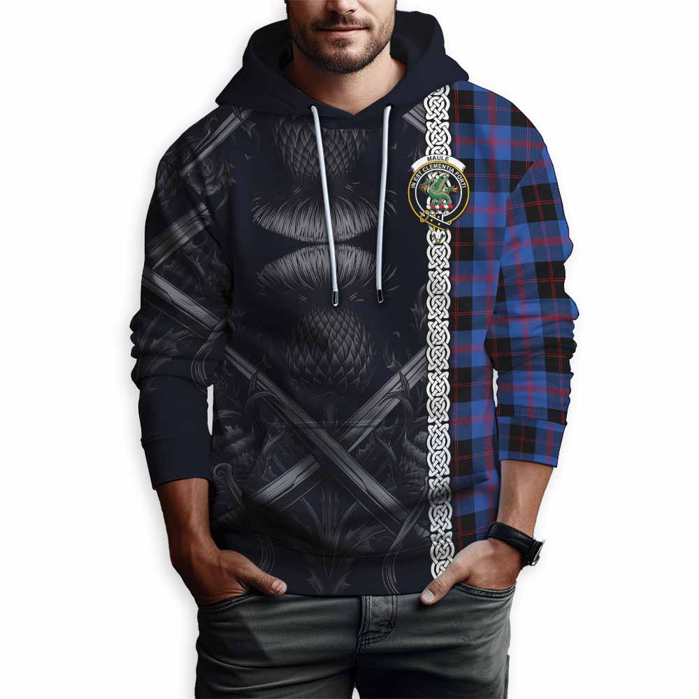 Tartan Vibes Clothing Maule Tartan Hoodie with Family Crest Cross Sword Thistle Celtic Vibes