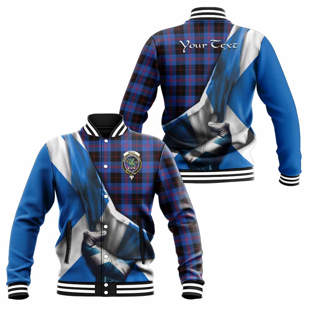 Tartan Vibes Clothing Maule Tartan Baseball Jacket with Family Crest Scotland Patriotic Style