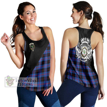 Maule Tartan Women's Racerback Tanks with Family Crest and Military Logo Style