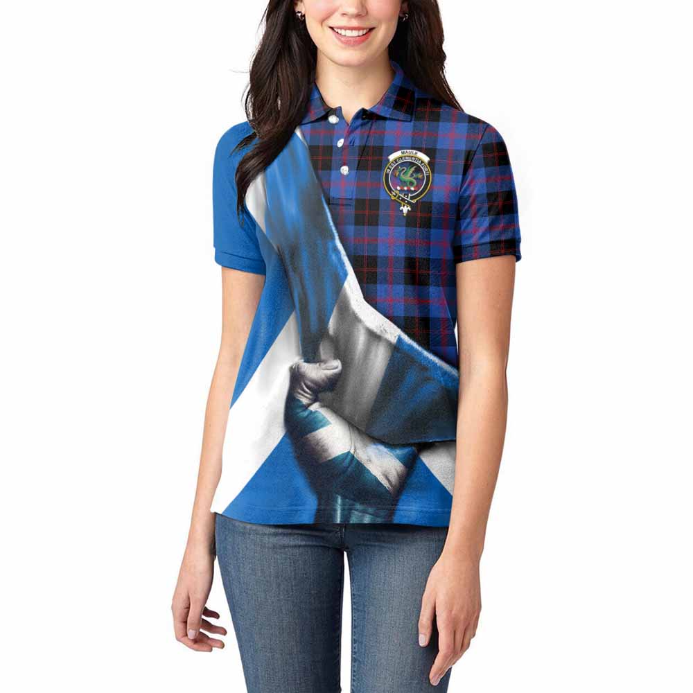 Tartan Vibes Clothing Maule Tartan Women's Polo Shirt with Family Crest Scotland Patriotic Style