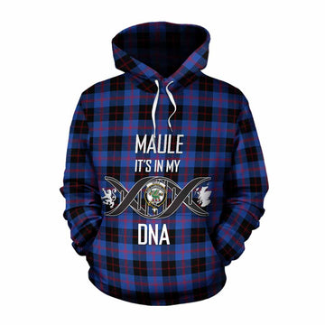 Maule Tartan Cotton Hoodie with Family Crest DNA In Me Style