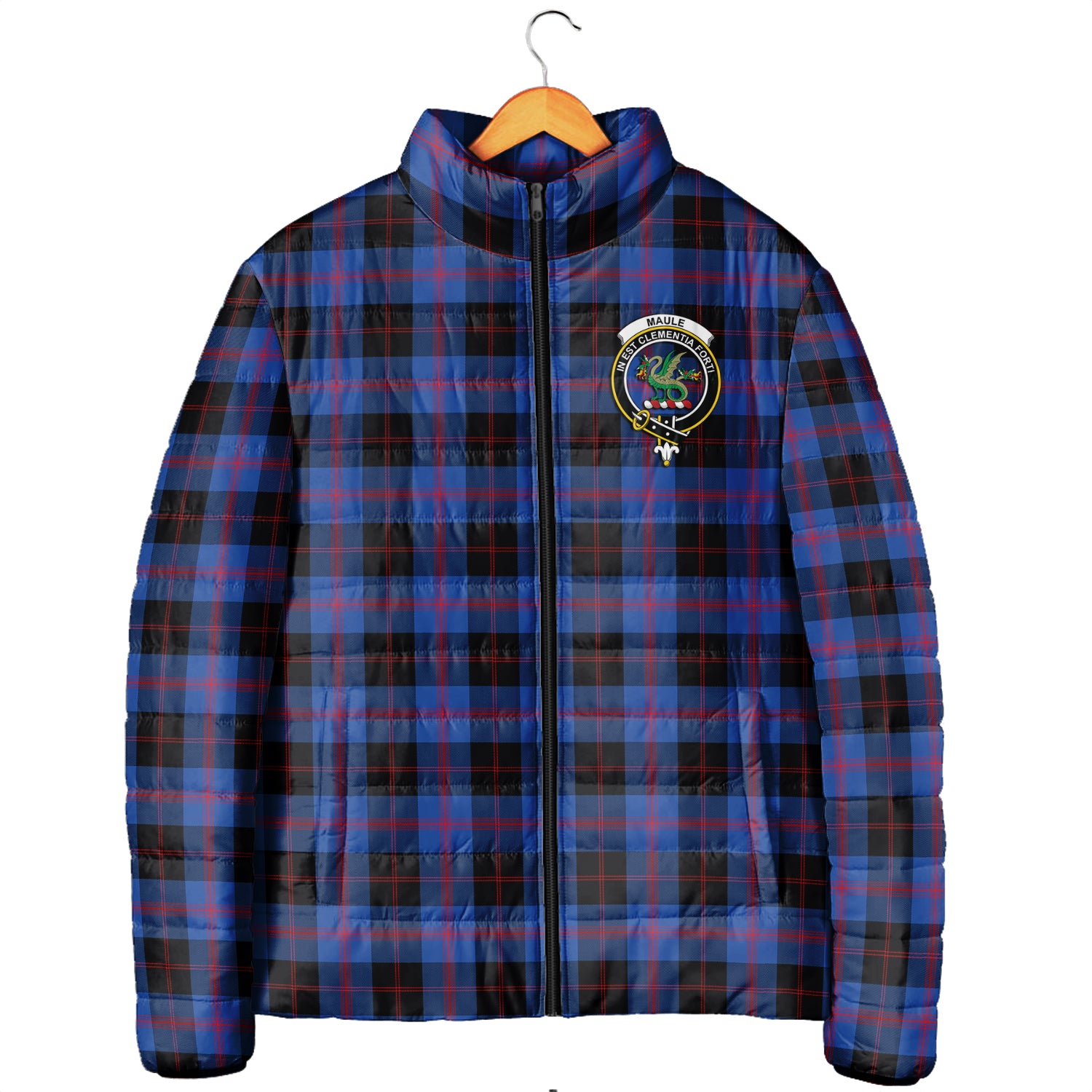 Maule Tartan Padded Jacket with Family Crest Men's Padded Jacket - Tartan Vibes Clothing