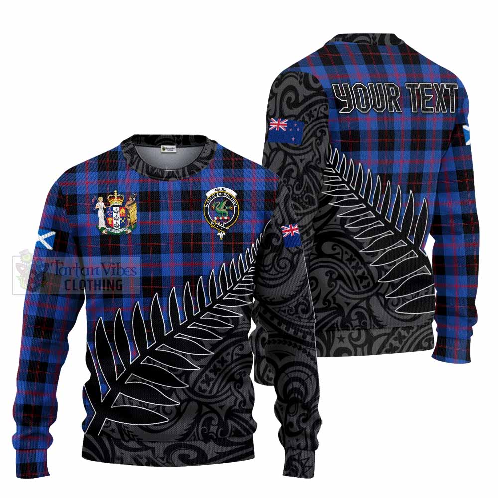 Tartan Vibes Clothing Maule Crest Tartan Knitted Sweater with New Zealand Silver Fern Half Style