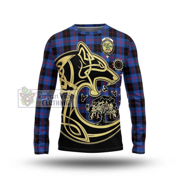 Maule Tartan Long Sleeve T-Shirt with Family Crest Celtic Wolf Style