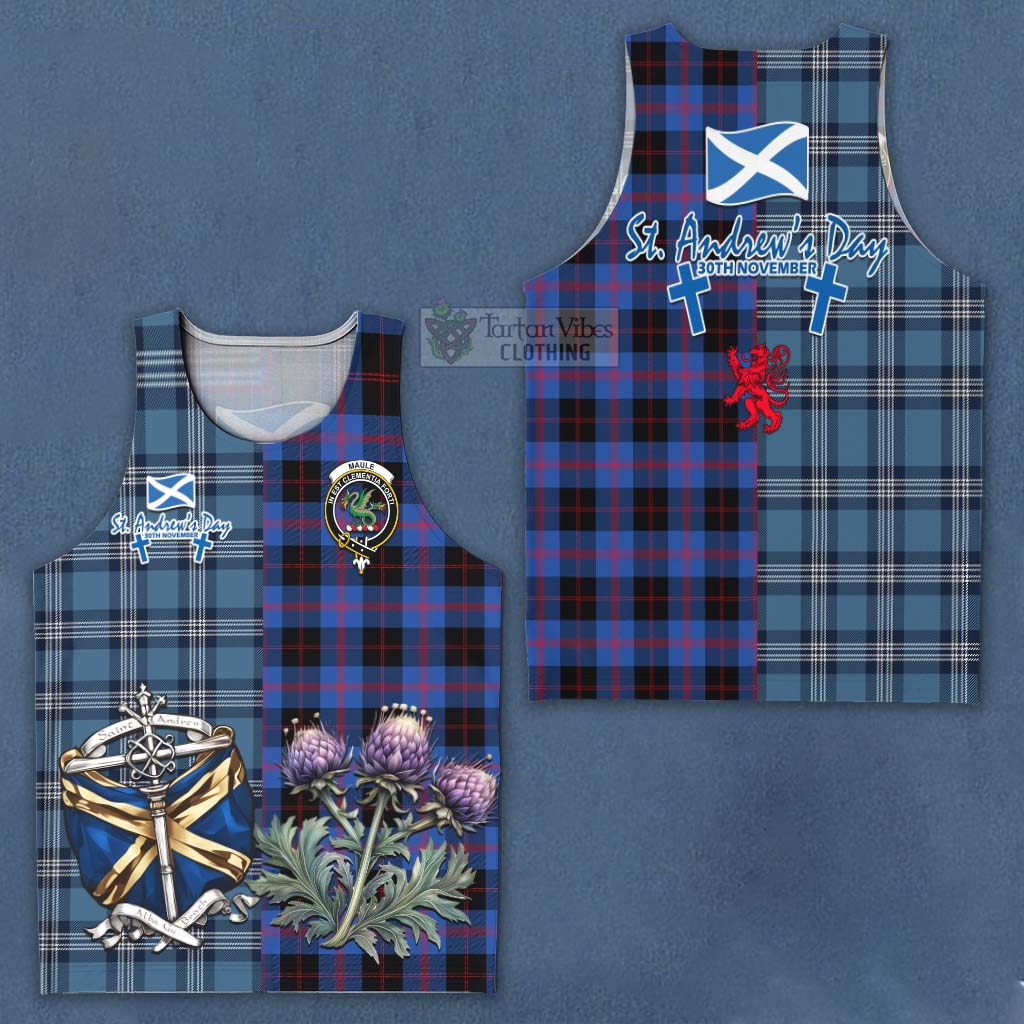 Tartan Vibes Clothing Maule Tartan Men's Tank Top Happy St. Andrew's Day Half Tartan Style