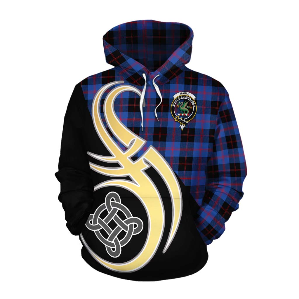 Tartan Vibes Clothing Maule Tartan Cotton Hoodie with Family Crest and Celtic Symbol Style