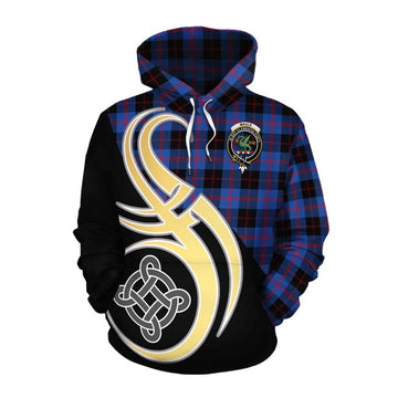 Maule Tartan Cotton Hoodie with Family Crest and Celtic Symbol Style