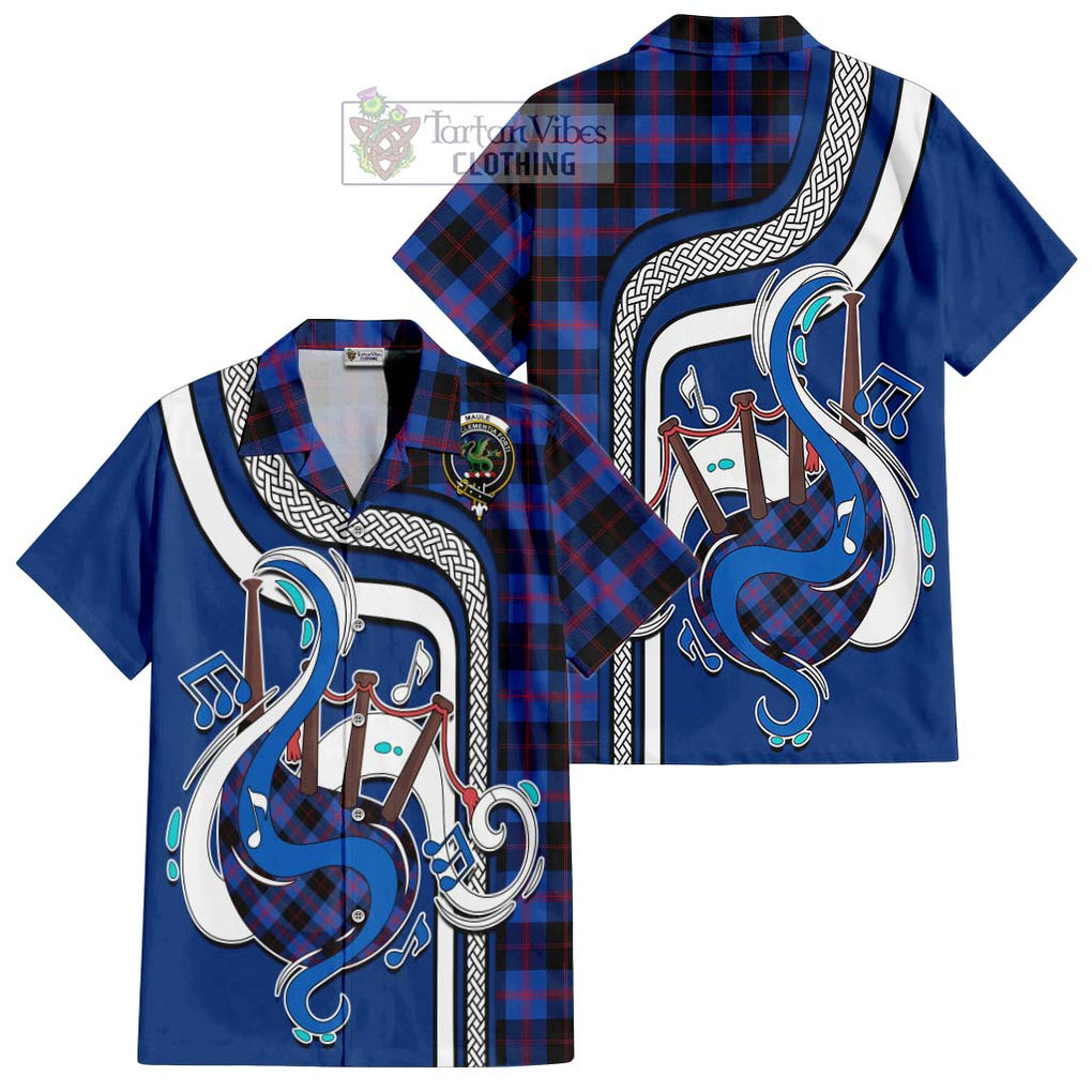 Maule Tartan Short Sleeve Button Shirt with Epic Bagpipe Style Kid - Tartanvibesclothing Shop