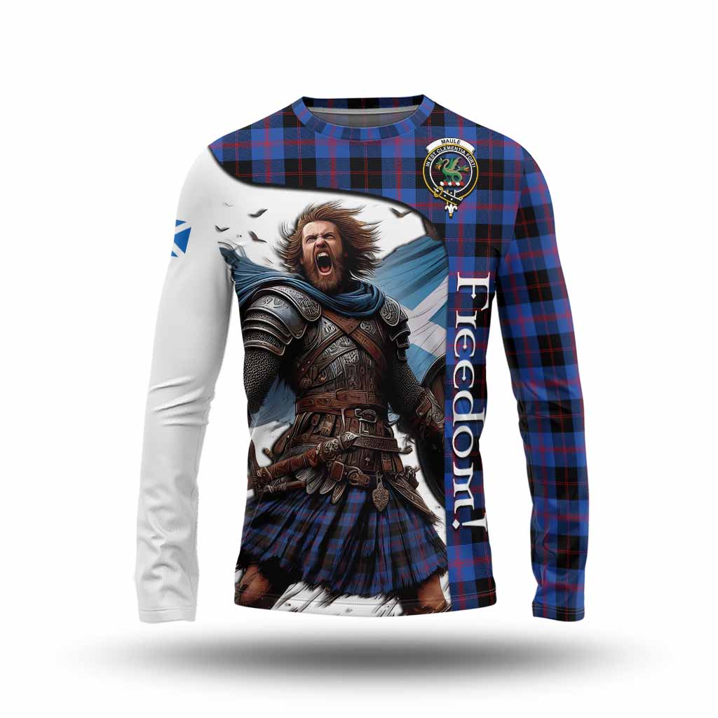 Tartan Vibes Clothing Maule Crest Tartan Long Sleeve T-Shirt Inspired by the Freedom of Scottish Warrior