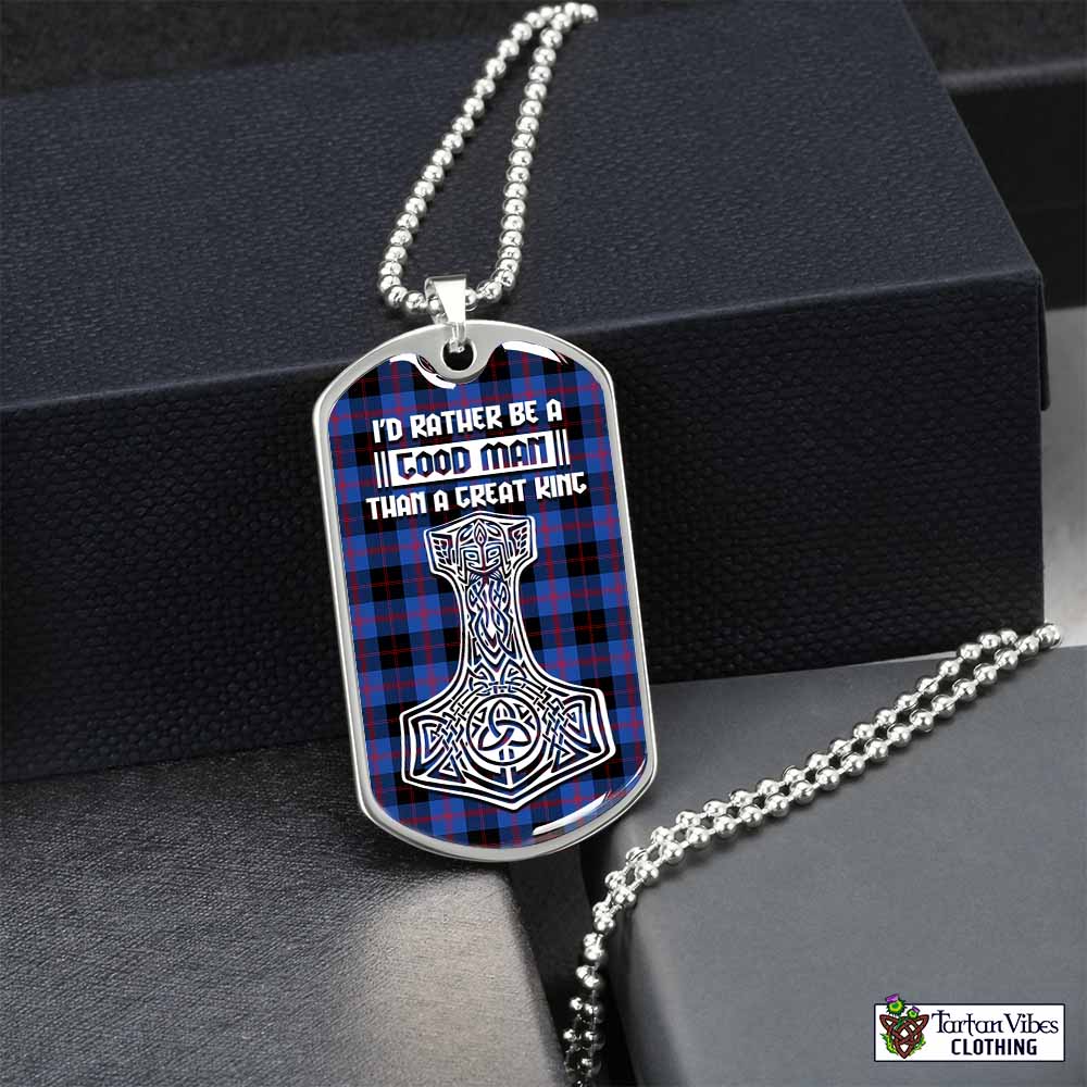 Tartan Vibes Clothing Maule Tartan Dog Tag Necklace Viking Mjolnir Style