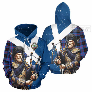 Maule Tartan Hoodie with Family Crest Scottish Bagpiper Vibes