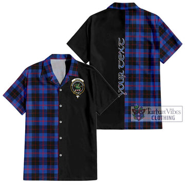 Maule Tartan Short Sleeve Button Shirt with Family Crest and Half Of Me Style