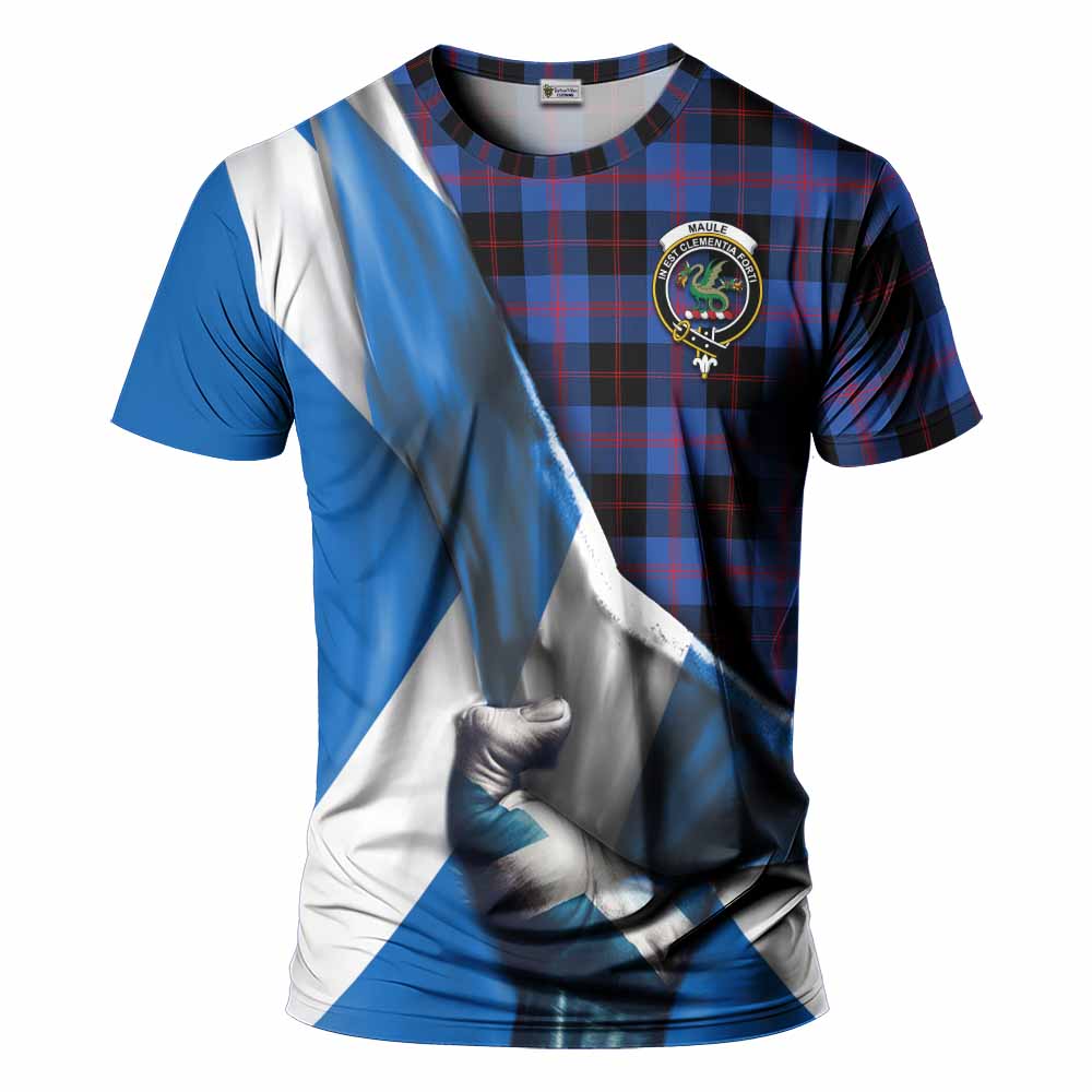 Tartan Vibes Clothing Maule Tartan T-Shirt with Family Crest Scotland Patriotic Style