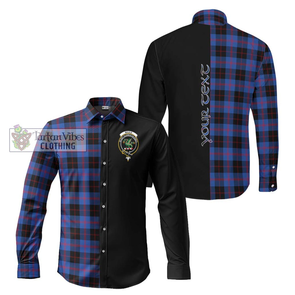 Maule Tartan Long Sleeve Button Shirt with Family Crest and Half Of Me Style Men's Shirt S - Tartanvibesclothing Shop