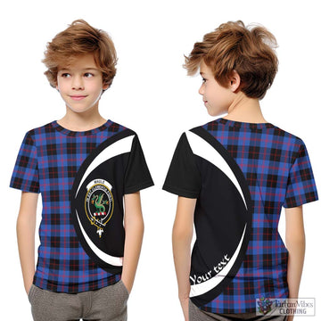 Maule Tartan Kid T-Shirt with Family Crest Circle Style