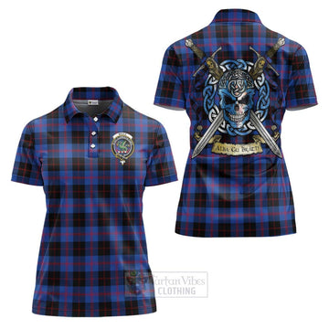 Maule Tartan Women's Polo Shirt with Family Crest Celtic Skull Style