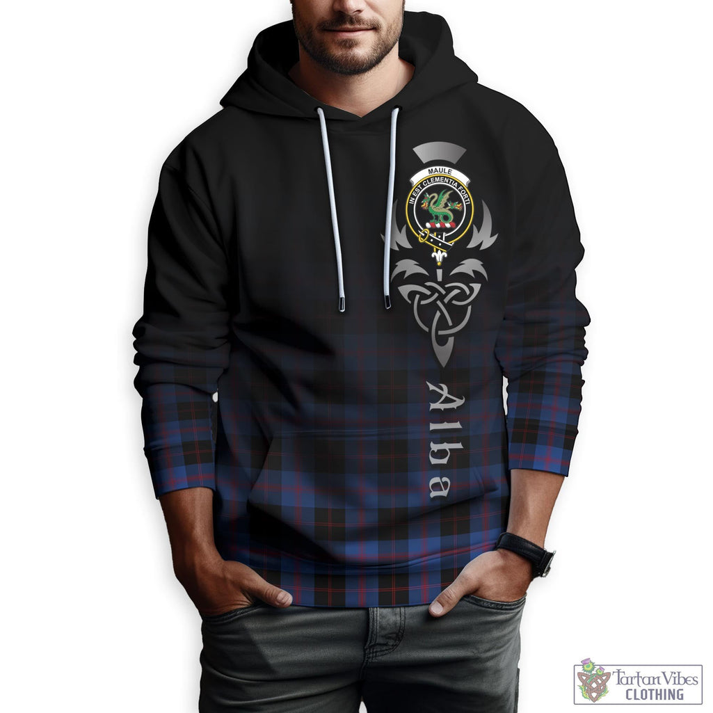 Tartan Vibes Clothing Maule Tartan Hoodie Featuring Alba Gu Brath Family Crest Celtic Inspired