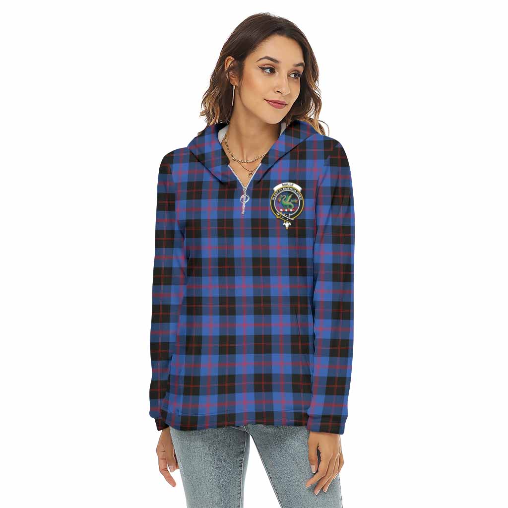 Tartan Vibes Clothing Maule Tartan Crest Women's Borg  Half Zip Fleece Hoodie