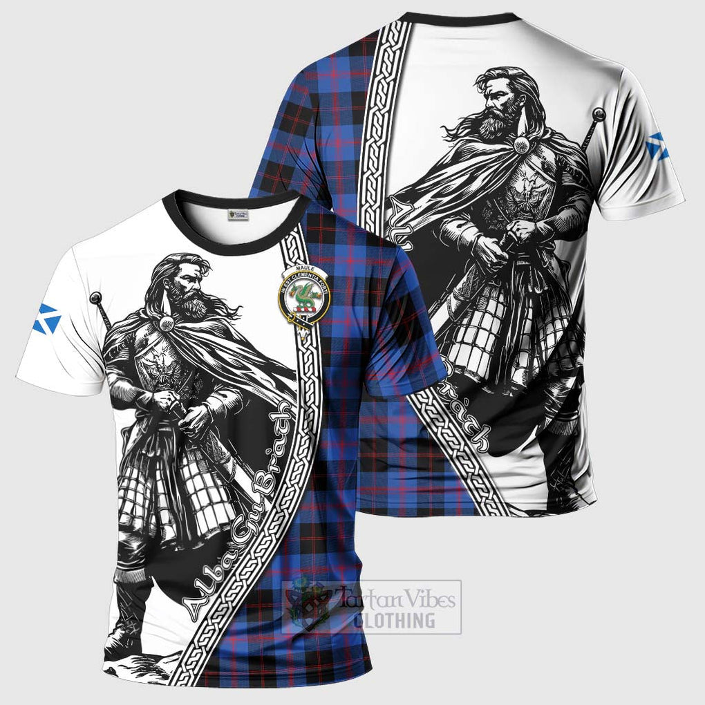 Tartan Vibes Clothing Maule Tartan Clan Crest T-Shirt with Highlander Warrior Celtic Style