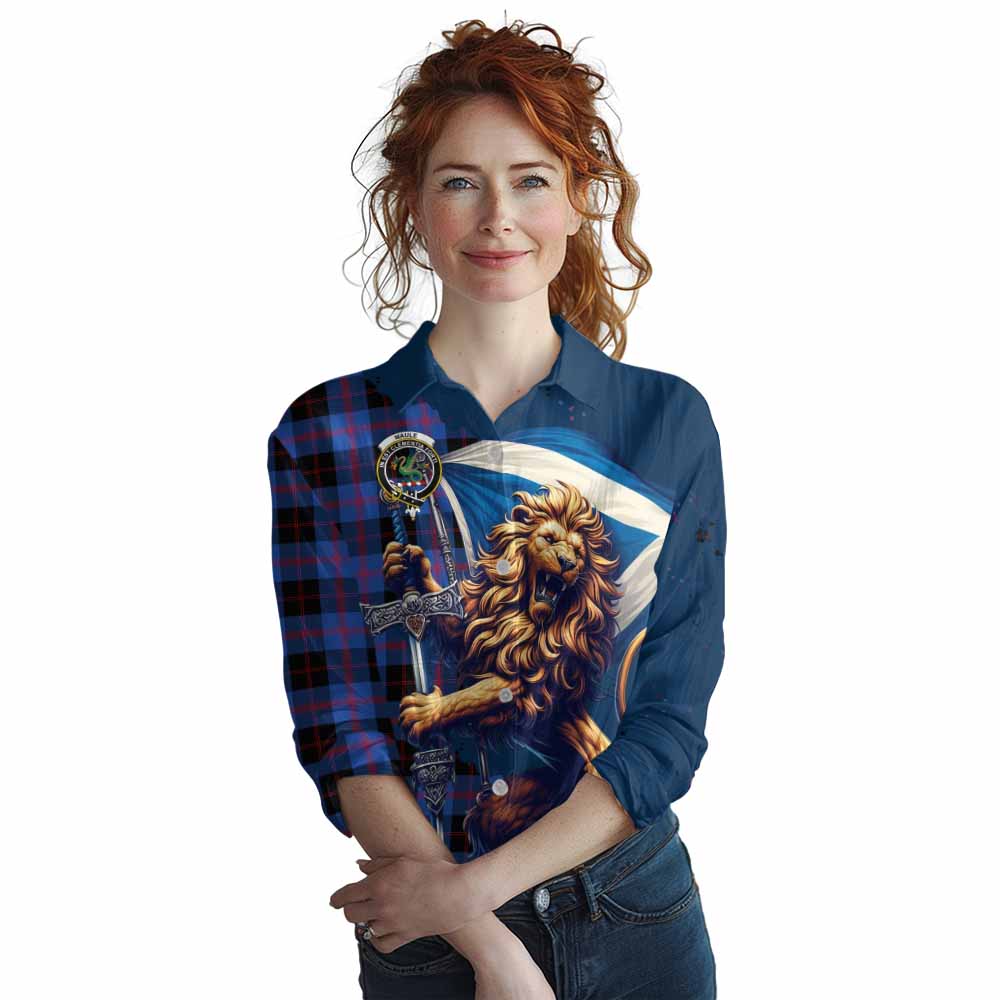 Tartan Vibes Clothing Maule Tartan Family Crest Women's Casual Shirt with Scottish Majestic Lion