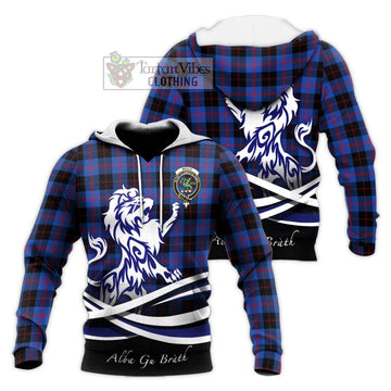 Maule Tartan Knitted Hoodie with Alba Gu Brath Regal Lion Emblem