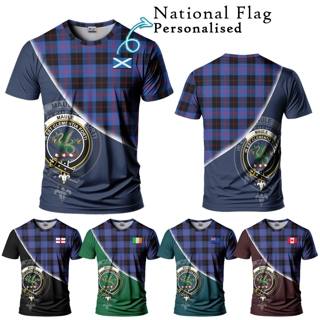 Maule Tartan T-Shirt with Personalised National Flag and Family Crest Half Style Kid's Shirt - Tartanvibesclothing Shop