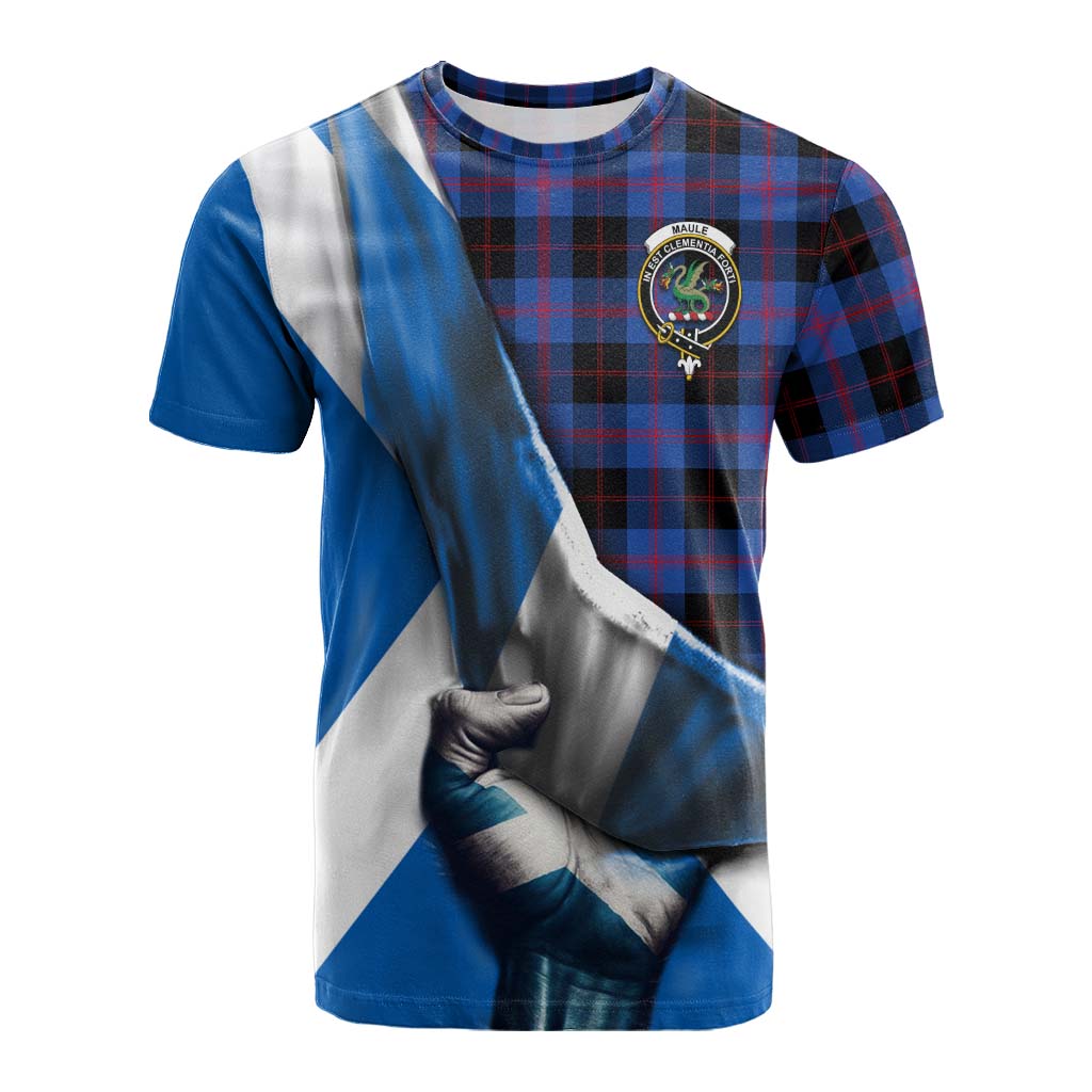 Tartan Vibes Clothing Maule Tartan Cotton T-shirt with Family Crest Scotland Patriotic Style