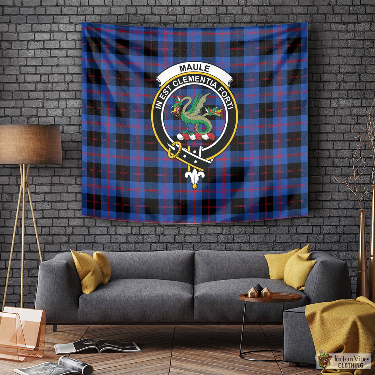 Tartan Vibes Clothing Maule Tartan Tapestry Wall Hanging and Home Decor for Room with Family Crest