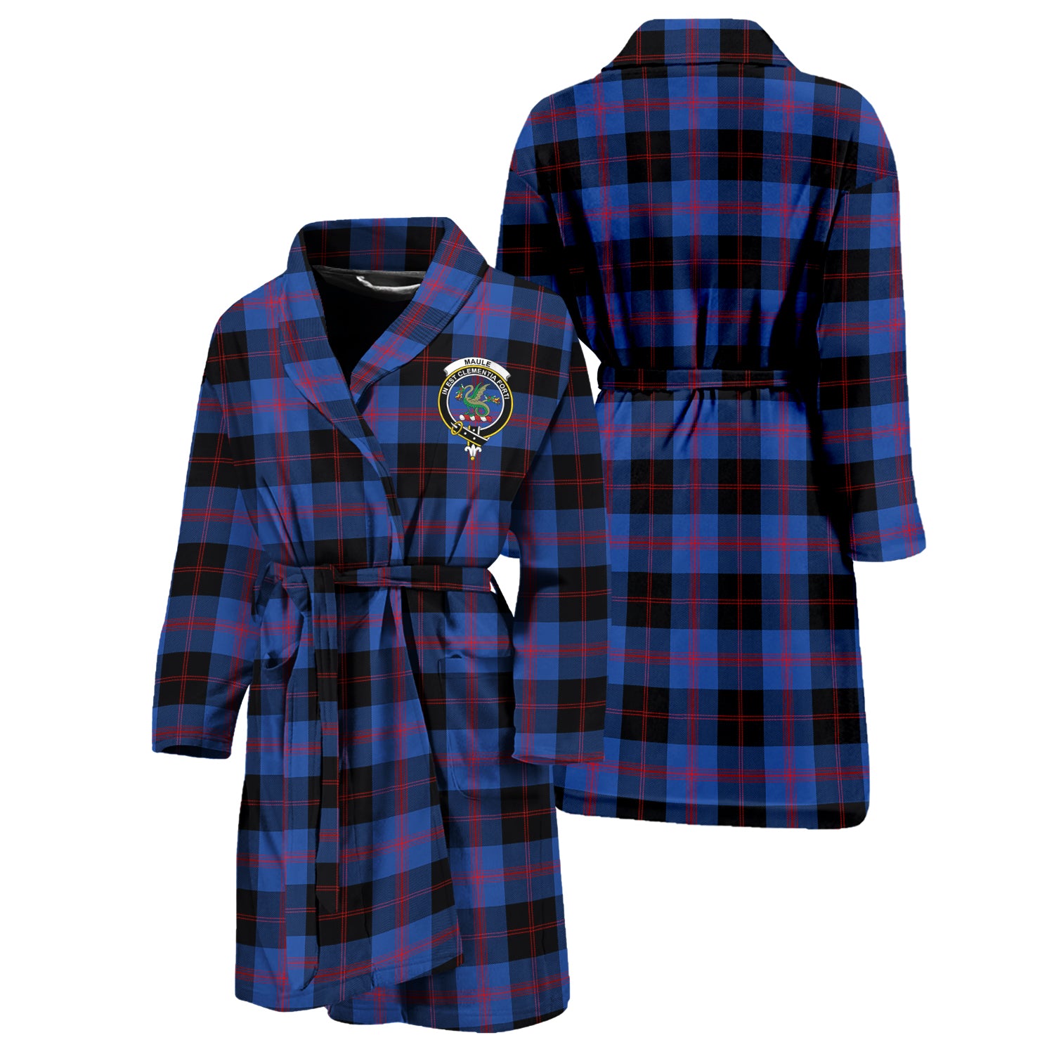 Maule Tartan Bathrobe with Family Crest Unisex S - Tartan Vibes Clothing