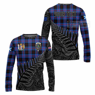 Maule Crest Tartan Long Sleeve T-Shirt with New Zealand Silver Fern Half Style