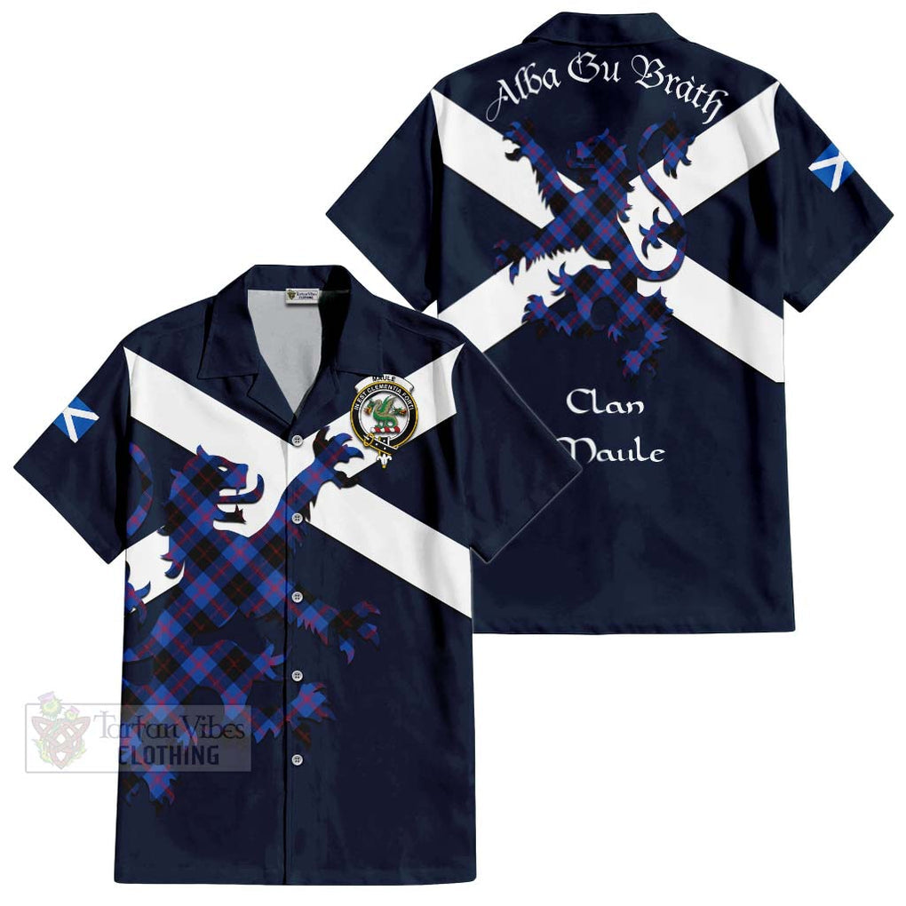 Tartan Vibes Clothing Maule Tartan Lion Rampant Short Sleeve Button Shirt – Proudly Display Your Heritage with Alba Gu Brath and Clan Name