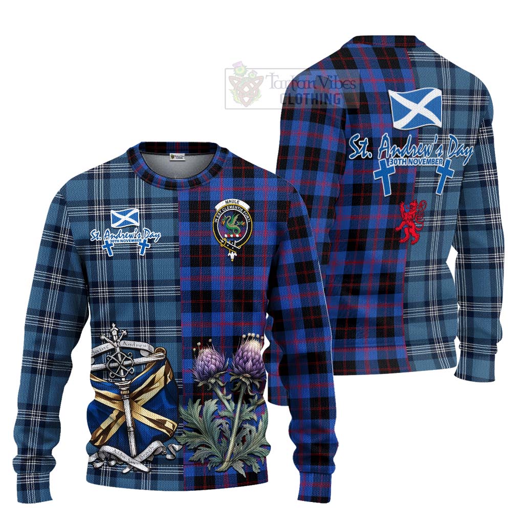 Tartan Vibes Clothing Maule Tartan Knitted Sweater Happy St. Andrew's Day Half Tartan Style