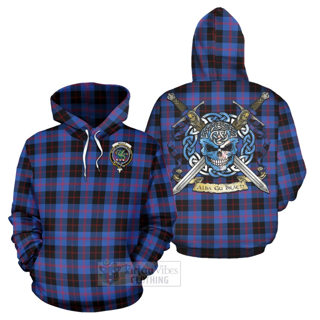 Tartan Vibes Clothing Maule Tartan Hoodie with Family Crest Celtic Skull Style