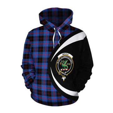 Maule Tartan Cotton Hoodie with Family Crest Circle Style