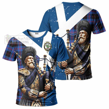 Maule Tartan T-Shirt with Family Crest Scottish Bagpiper Vibes