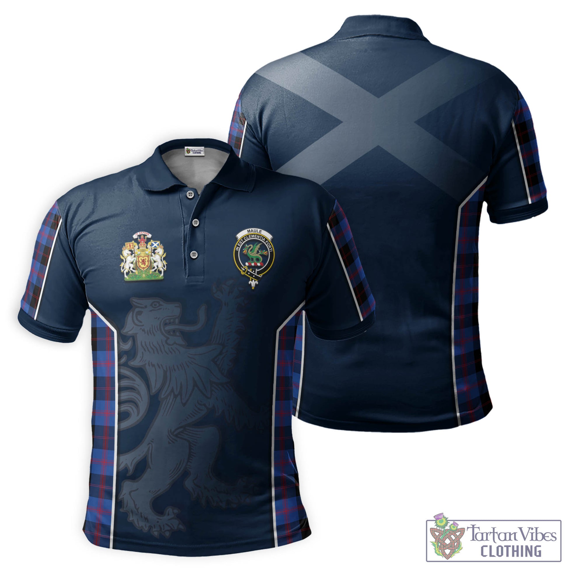 Tartan Vibes Clothing Maule Tartan Men's Polo Shirt with Family Crest and Lion Rampant Vibes Sport Style