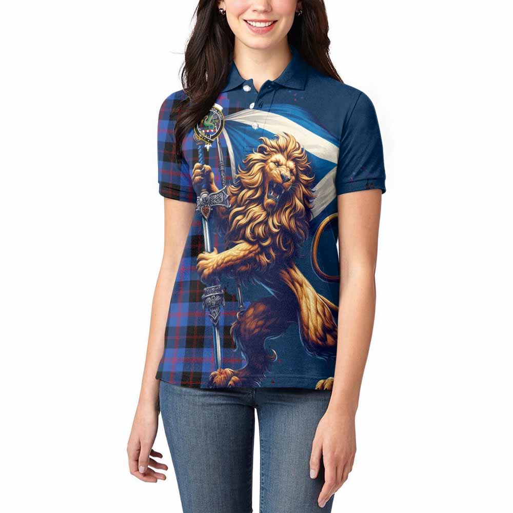 Tartan Vibes Clothing Maule Tartan Family Crest Women's Polo Shirt with Scottish Majestic Lion