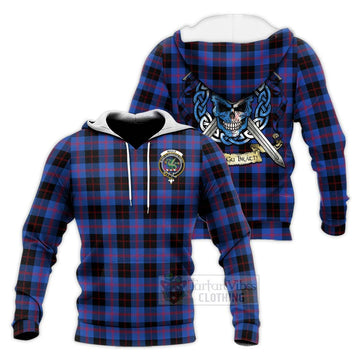 Maule Tartan Knitted Hoodie with Family Crest Celtic Skull Style