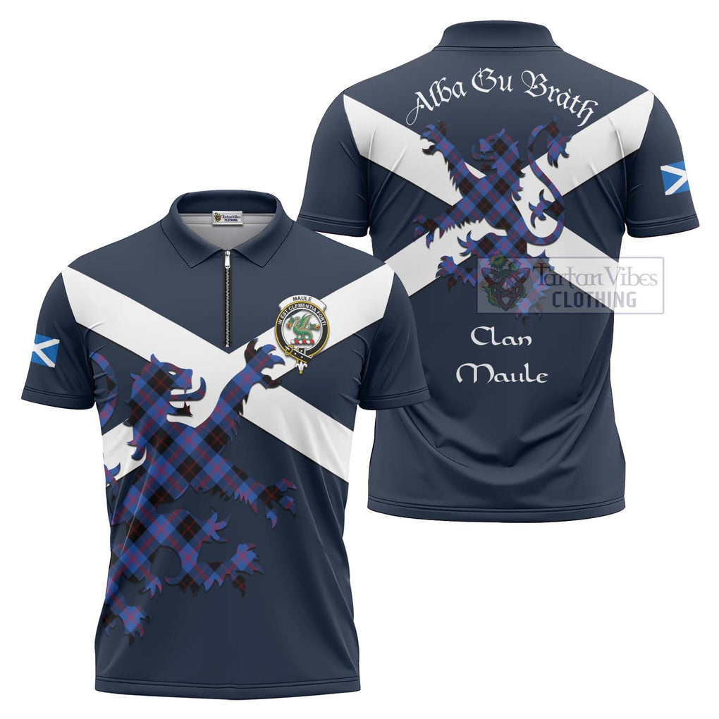 Tartan Vibes Clothing Maule Tartan Lion Rampant Zipper Polo Shirt – Proudly Display Your Heritage with Alba Gu Brath and Clan Name