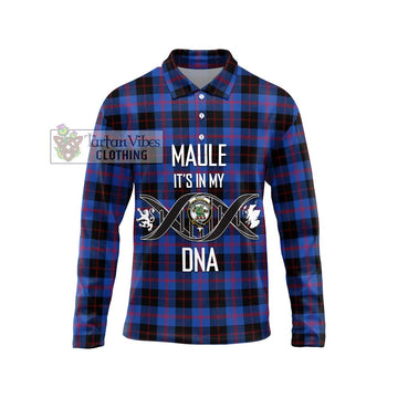 Maule Tartan Long Sleeve Polo Shirt with Family Crest DNA In Me Style