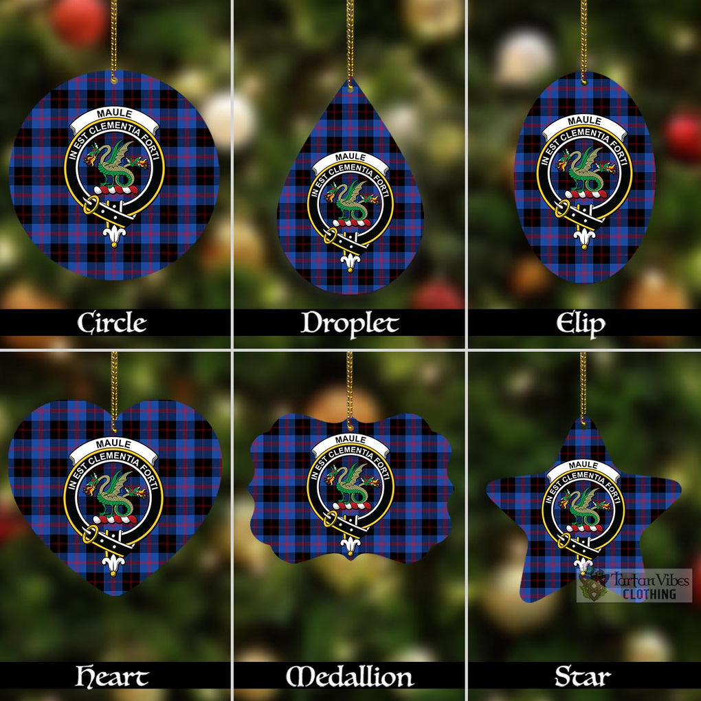 Tartan Vibes Clothing Maule Tartan Christmas Aluminium Ornament with Family Crest