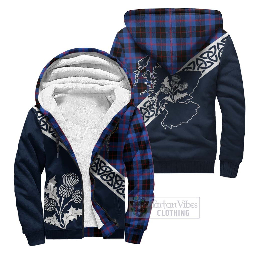 Tartan Vibes Clothing Maule Tartan Sherpa Hoodie Featuring Thistle and Scotland Map