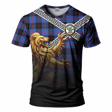 Maule Crest Tartan T-Shirt with Golden Lion Emblem Celtic Style Kid's Shirt - Tartan Vibes Clothing