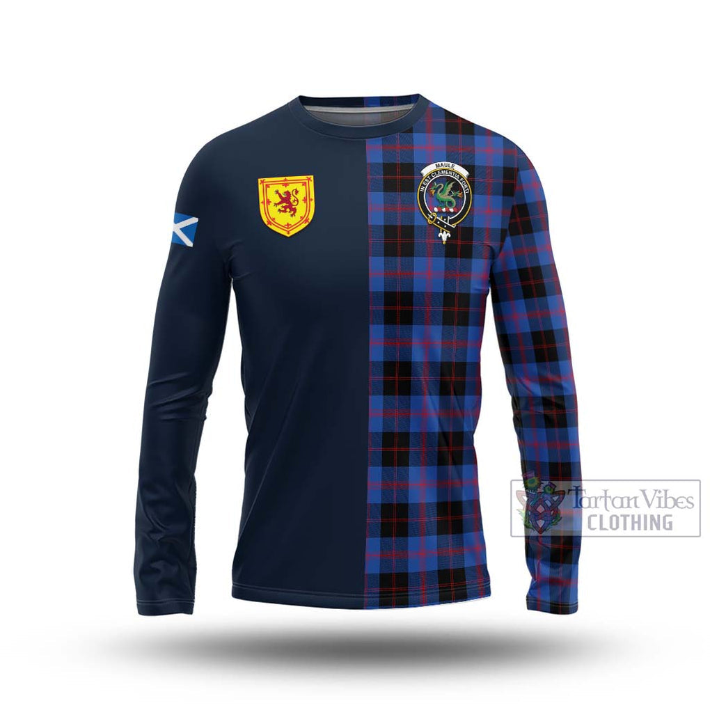 Tartan Vibes Clothing Maule Tartan Long Sleeve T-Shirt with Scottish Lion Royal Arm Half Style