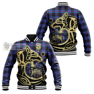 Maule Tartan Baseball Jacket with Family Crest Celtic Wolf Style