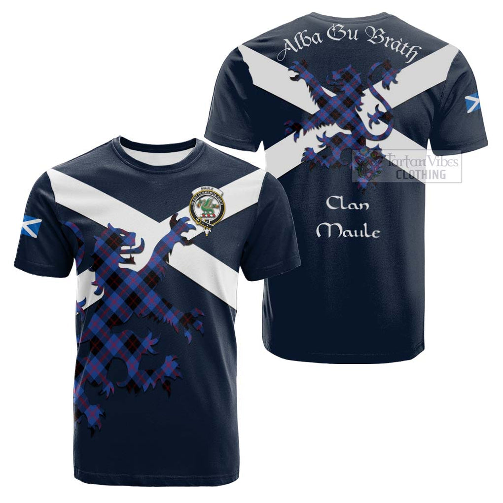 Tartan Vibes Clothing Maule Tartan Lion Rampant Cotton T-shirt – Proudly Display Your Heritage with Alba Gu Brath and Clan Name